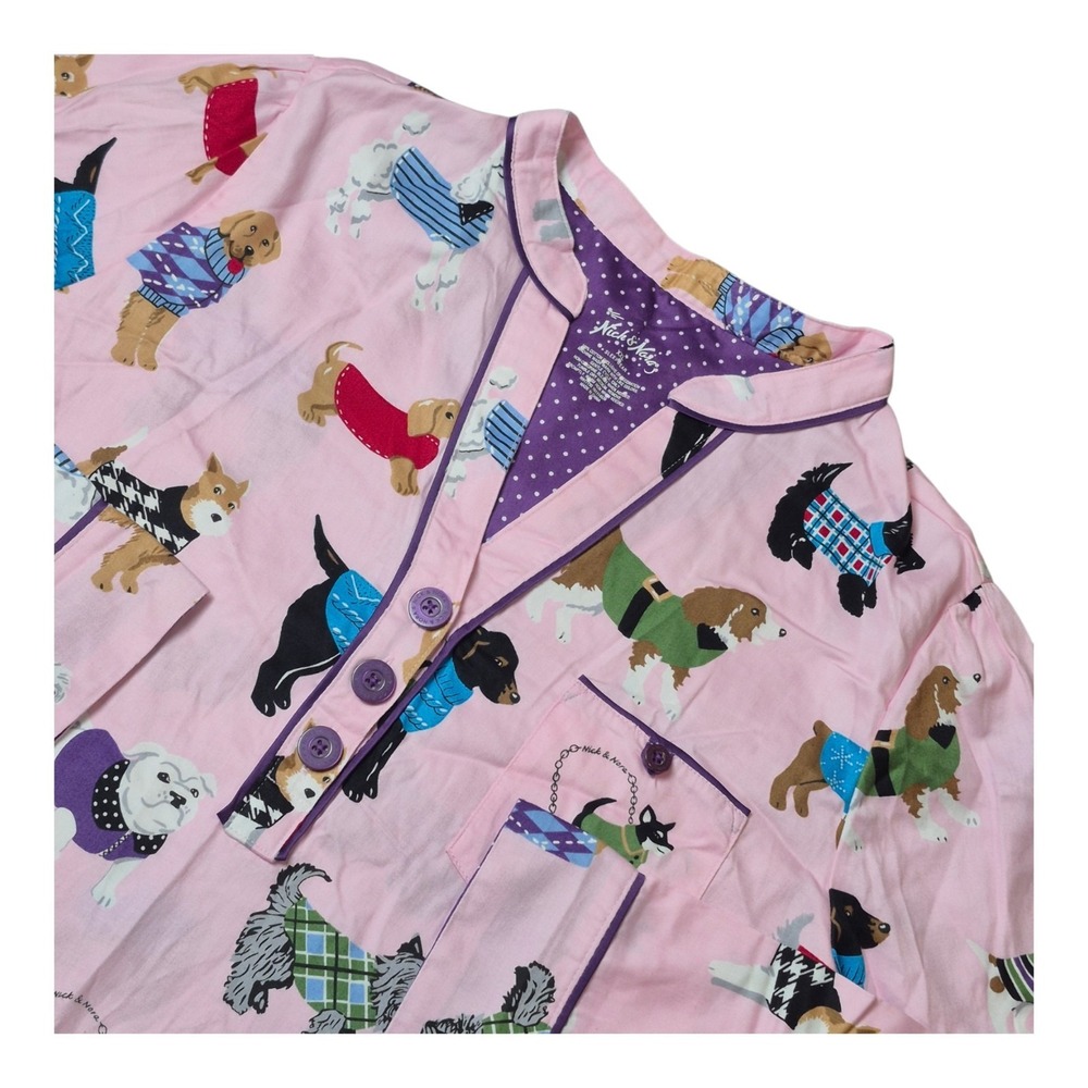 Nick & Nora Women's XXL Chili Dogs Sleep Shirt Pink Dog Print Pajama NWT